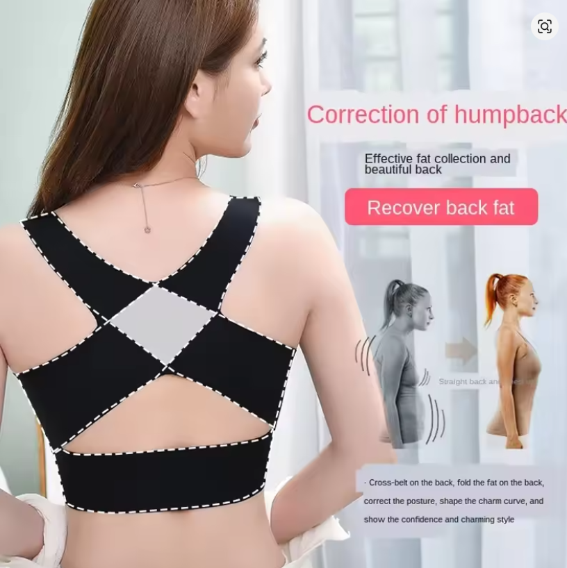 Front Closure Cross-Back Wireless Posture Bra