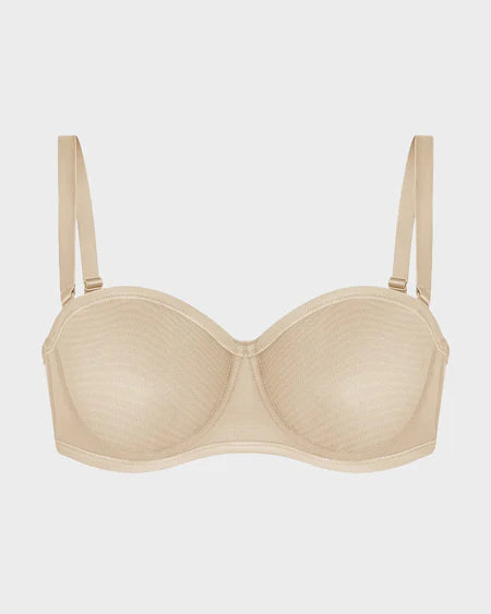 Strapless Mesh Underwire Balconette Bra