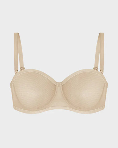 Strapless Mesh Underwire Balconette Bra
